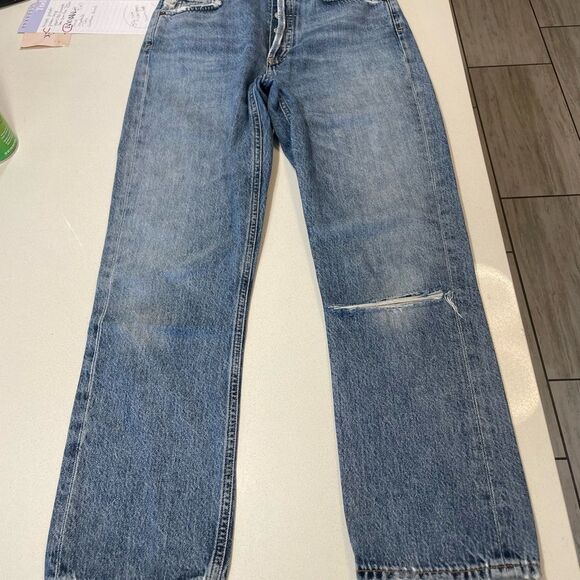 AGOLDE Riley Light Wash Distressed Straight Leg Jeans size 25. - Picture 7 of 12